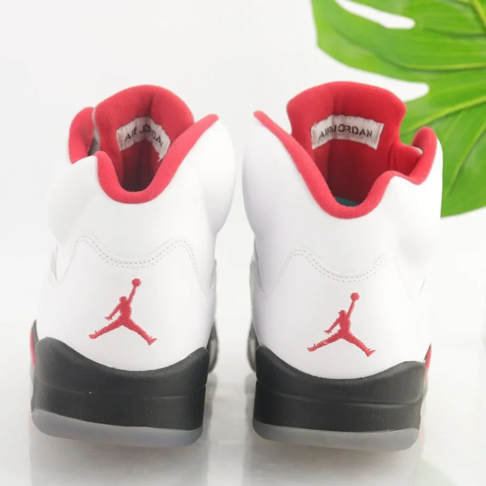 Air Jordan 5 Retro Mens White Fire Red Sneaker Size 10 Black 2013 Shoes With Box